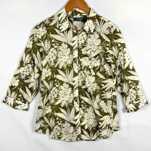 Talbots Women Long Sleeve 100% Cotton ButtonDown Shirt Sz PM Lightweight Coastal